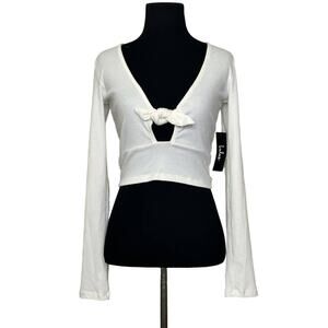 Lulus creamy white long sleeves ribbed crop top size XS